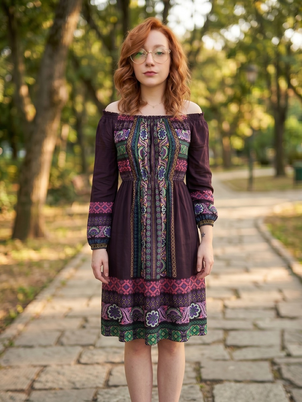 ☀️ Flying Tomato • Boho Floral Border Print Peasant Dress in Black • Women’s Lg